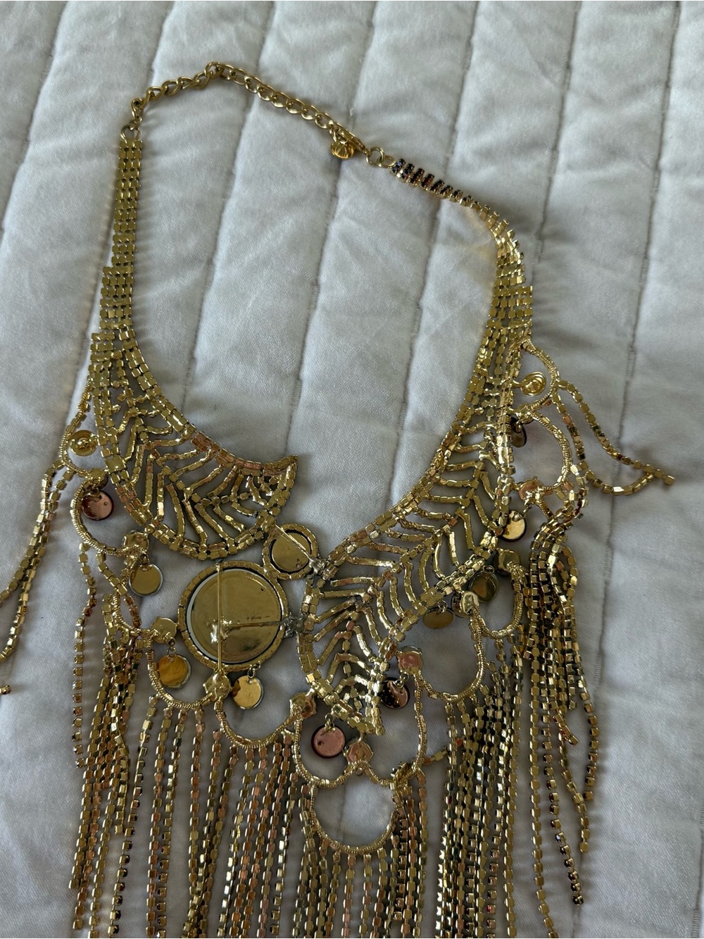 Rare Y2K burlesque glam ruby red gold rhinestone cascading chain necklace - Picture 4 of 7